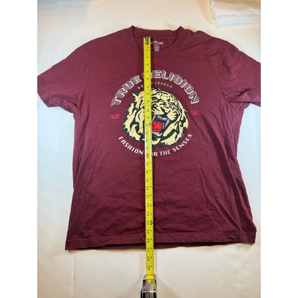 True Religion Shirt Mens 2XL Burgundy Tiger Graphic Fashion For The Senses - Picture 5 of 5